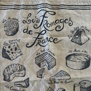 Torchons & Bouchons "Les Fromages de France" Ecru Tea Towel 100% Linen Paris